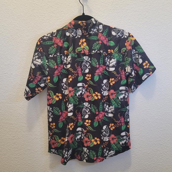 Boys Star Wars Black Pink Floral Casual Button Down Hawaiian Shirt sz 14 / 16 - Picture 4 of 5